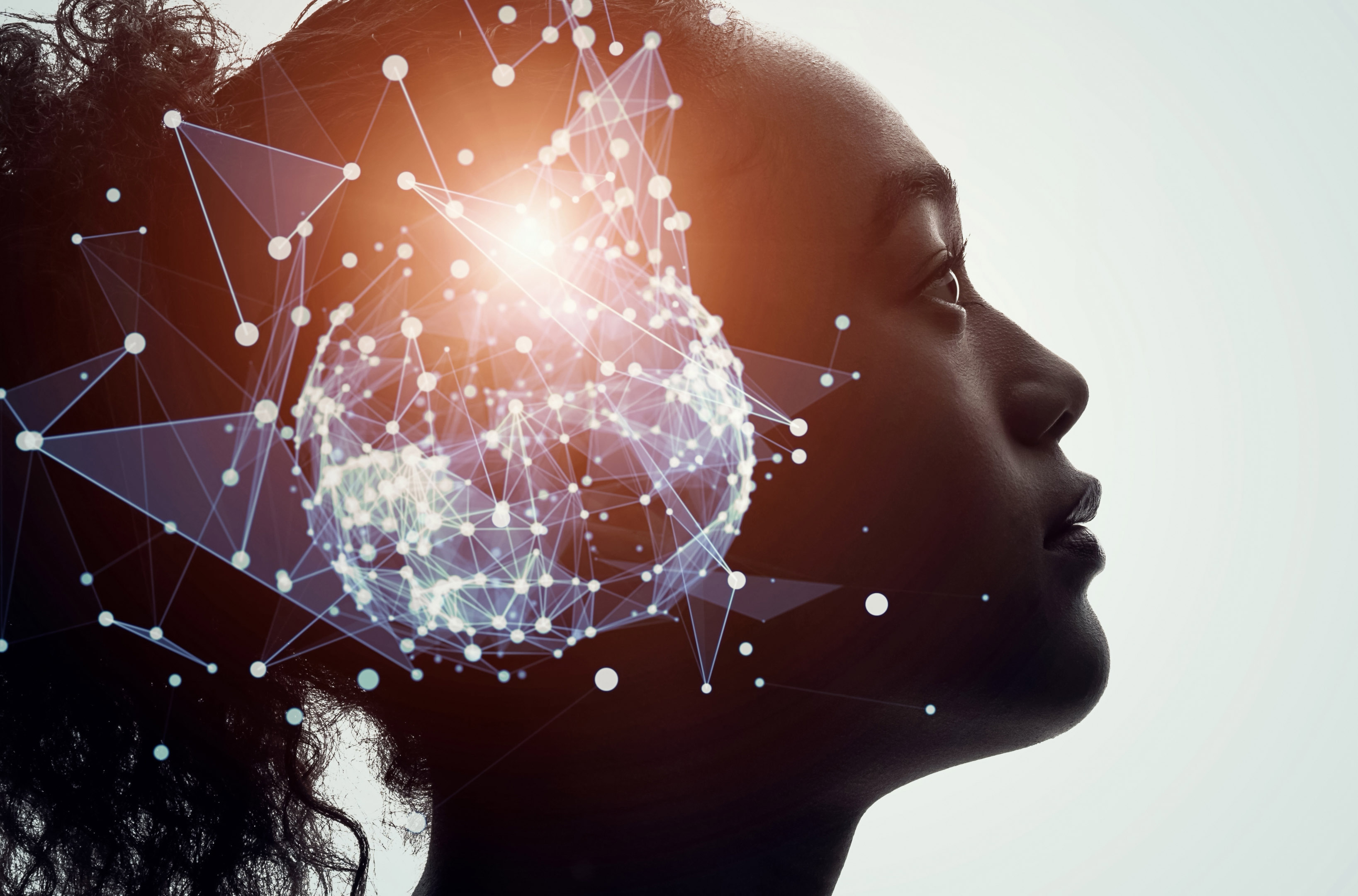 Man Brainstorming with Digital Braincloud